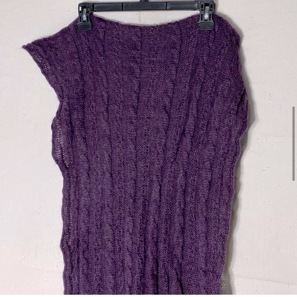 Holt Renfrew Purple Acrylic Mohair Wool Long Cable Knit  Scarf - Picture 7 of 13